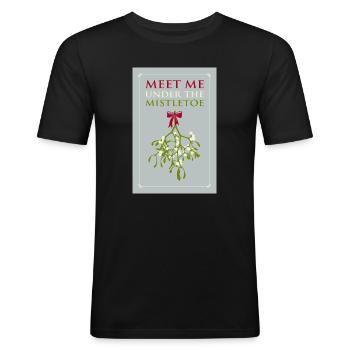 Meet Me Under The Mistletoe - Noël romantique - T-shirt près du corps Homme - noir - Devant - Nik (191cm)