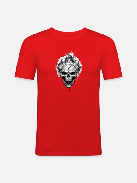 Burning Skull Gothic Horror-Grafik - Männer Slim Fit T-Shirt - Rot