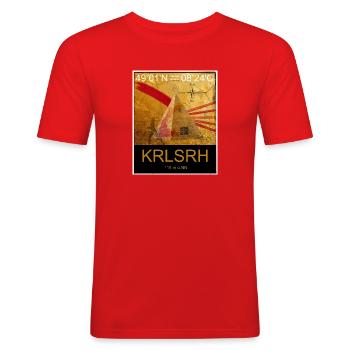 Heimat Baden: Karlsruhe - Männer Slim Fit T-Shirt - Rot - Vorne - Jaron (178cm)