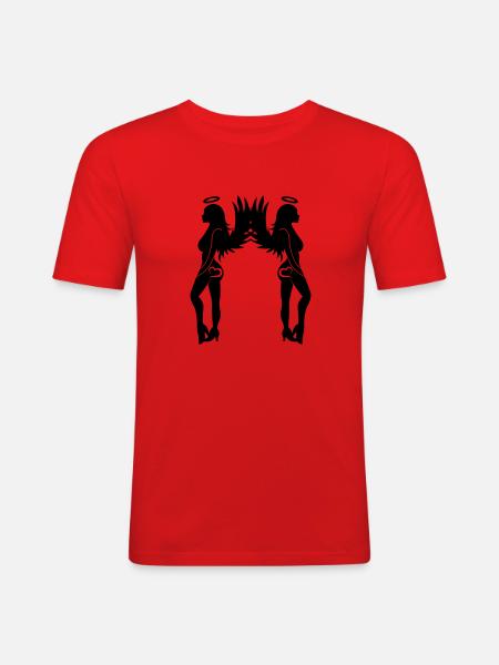 sexy_angel_woman_02 - Männer Slim Fit T-Shirt - Rot