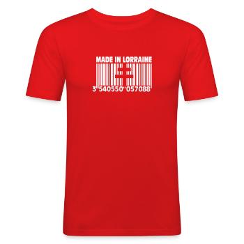 Made in Lothringen II - Männer Slim Fit T-Shirt - Rot - Vorne - Jaron (178cm)
