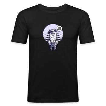 Western Llama Cowboy Outfit with Yeehaw Humor - Men's Slim Fit T-Shirt - black - Front - Nik (191cm)