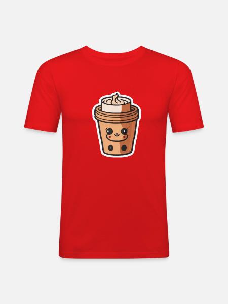 Kaffee - Männer Slim Fit T-Shirt - Rot