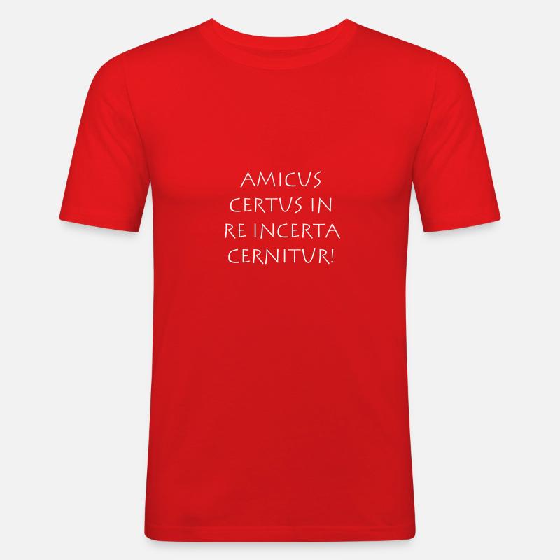 Amicus certus in re incerta cernitur - Maglietta aderente da uomo - rosso