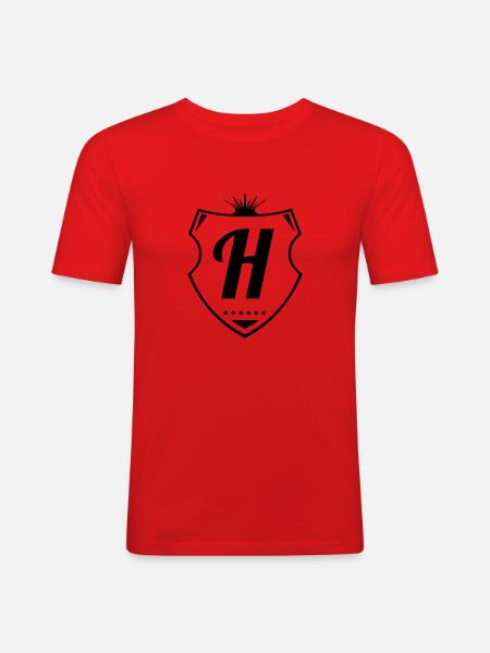 h letter - Männer Slim Fit T-Shirt - Rot