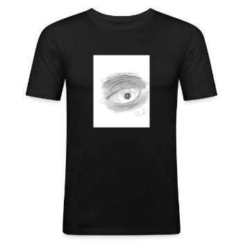 Eye can see you - Men's Slim Fit T-Shirt - black - Front - Nik (191cm)