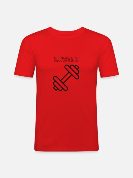 HUSTLE - Männer Slim Fit T-Shirt - Rot