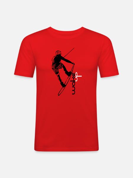 wake up wakeboard - Männer Slim Fit T-Shirt - Rot