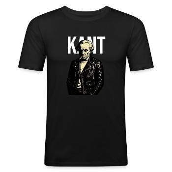 Immanuel Kants Rebellenporträt - Männer Slim Fit T-Shirt - Schwarz - Vorne - Nik (191cm)