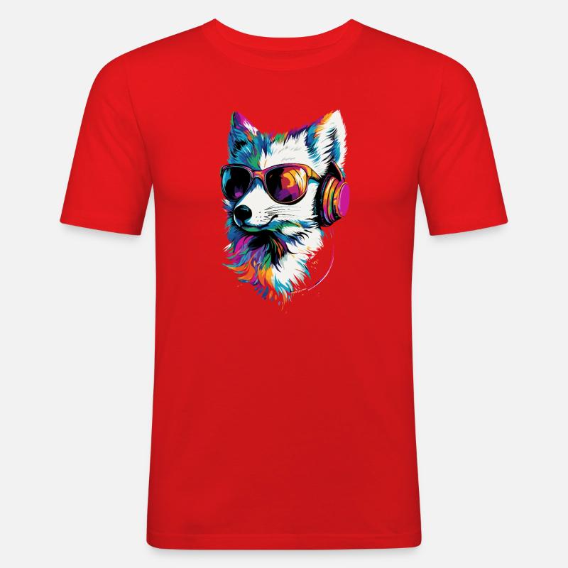 Polarfuchs Schneefuchs Eisfuchs Süßer Weißer Fuchs - Männer Slim Fit T-Shirt - Rot