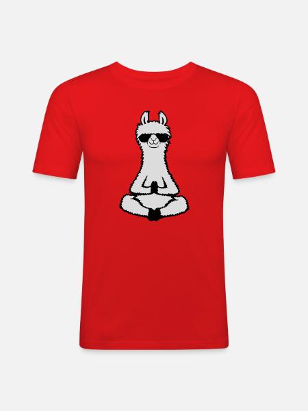 Lama Cool Zen Meditation Sunglasses Relaxed - Men's Slim Fit T-Shirt - red