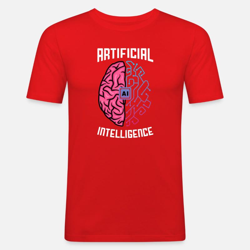 Artificial Intelligence Brain Tech Design - Männer Slim Fit T-Shirt - Rot
