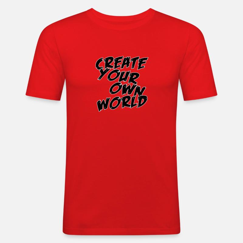 Create your own world - Männer Slim Fit T-Shirt - Rot