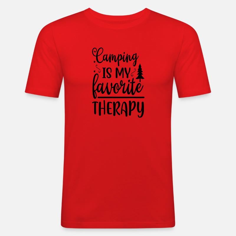 camping is my - Männer Slim Fit T-Shirt - Rot