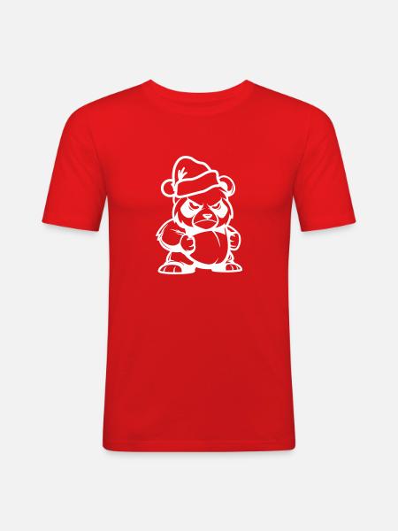 Panda Bear Christmas Comic - Men's Slim Fit T-Shirt - red