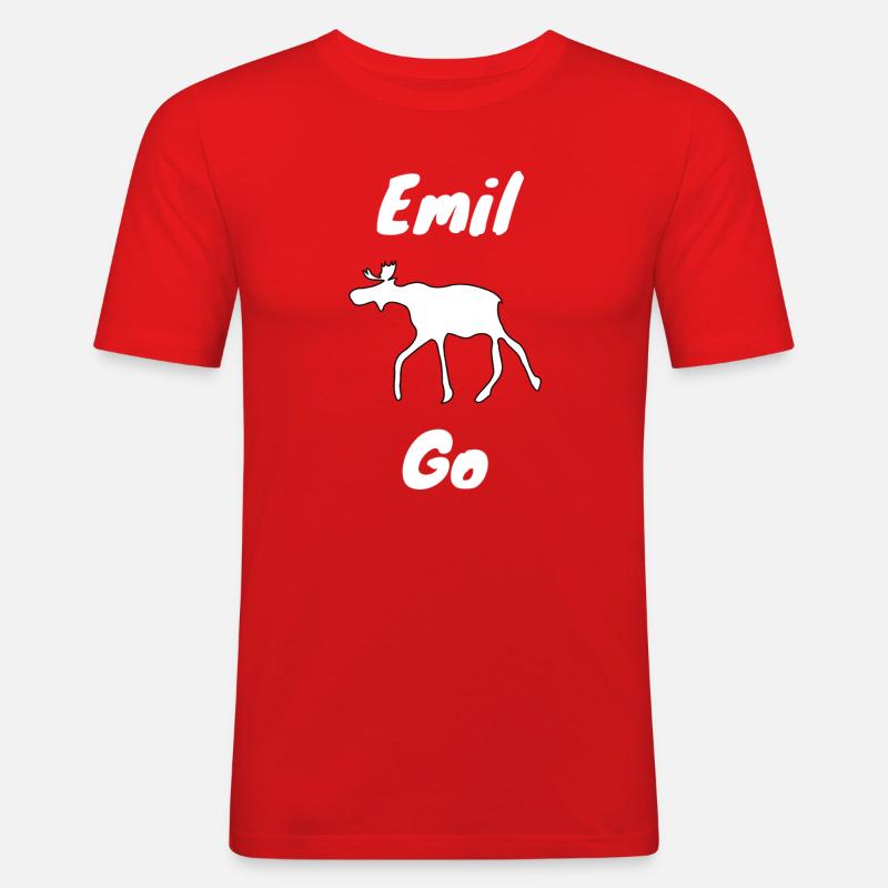 Emil der Elch withe - Männer Slim Fit T-Shirt - Rot