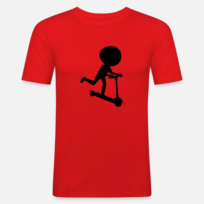 E-Scooter Roller Scooter - Männer Slim Fit T-Shirt - Rot