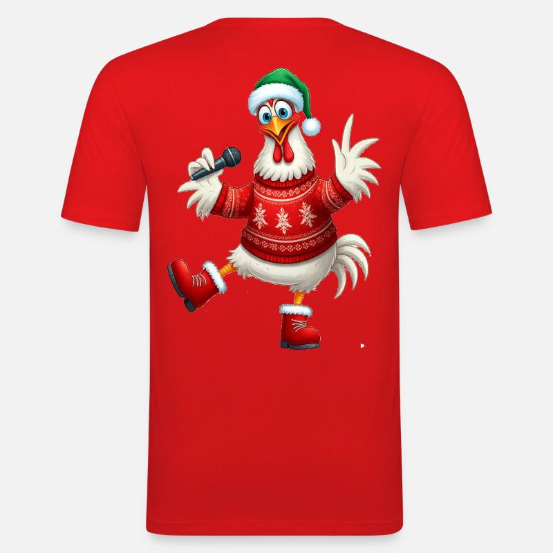 Urlaub Singende Henne Pullover - Männer Slim Fit T-Shirt - Rot