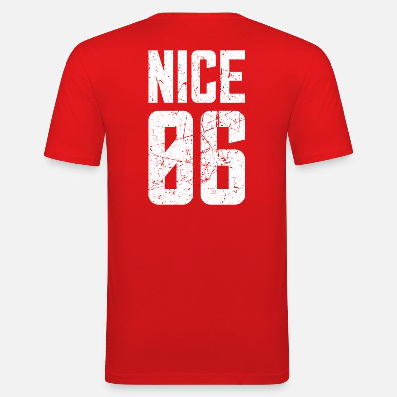 Nice 06 Frankreich Kennzeichen - Männer Slim Fit T-Shirt - Rot