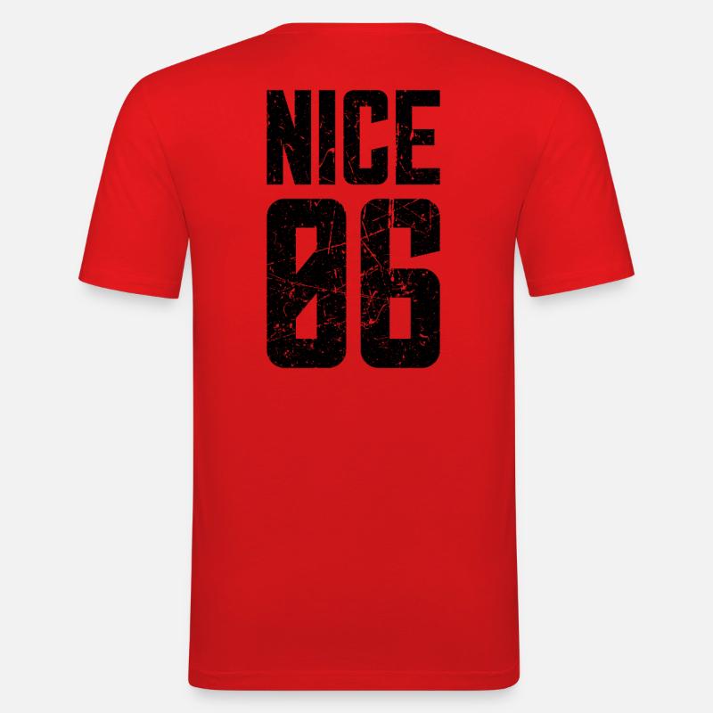 Nice 06 Frankreich Kennzeichen - Männer Slim Fit T-Shirt - Rot