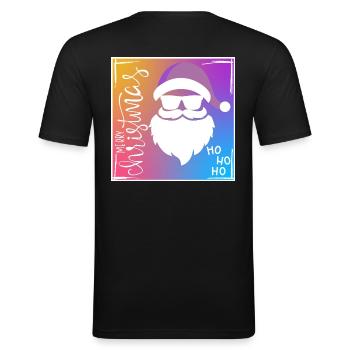 Merry Christmas HoHoHo - Men's Slim Fit T-Shirt - black - Back - Nik (191cm)