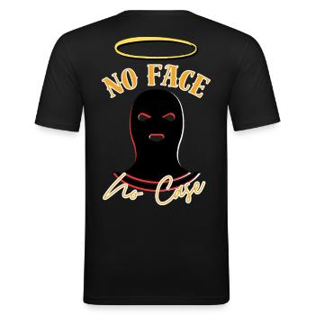 Kein Gesicht, kein Fall - Männer Slim Fit T-Shirt - Schwarz - Hinten - Nik (191cm)