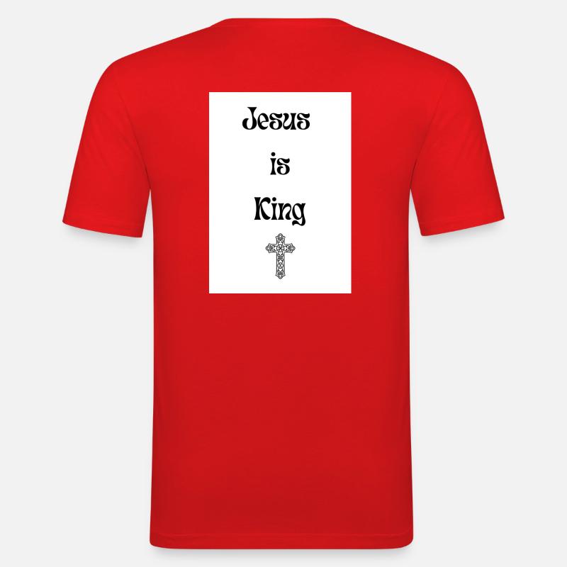 Jesus is King - Männer Slim Fit T-Shirt - Rot