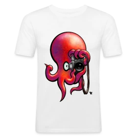 Modèle Poulparazzi - Le paparazzi des fonds marins personnalisé sur T-shirt près du corps Homme