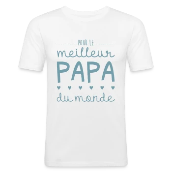 T-shirt près du corps Homme avec motif Pour le Meilleur Papa du Monde - avec Cœurs et Amour