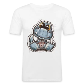 Modèle P'tit Dino Mignon personnalisé sur T-shirt près du corps Homme