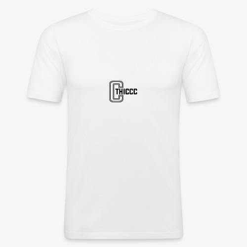 thiccc logo WHITE and BLACK - Men's Slim Fit T-Shirt