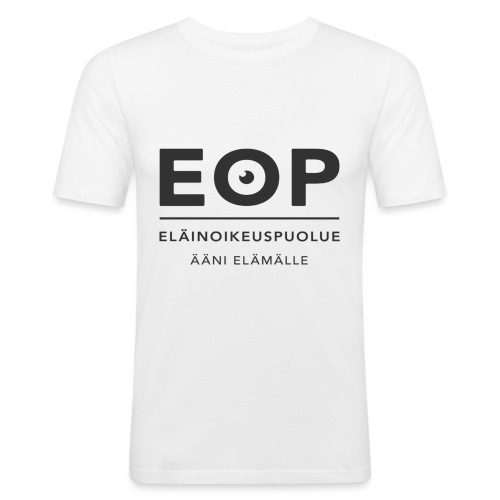 EOP Logo slogan musta - Miesten tyköistuva t-paita