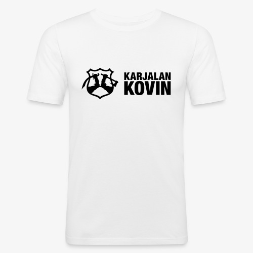 karjalan kovin logo vaaka musta - Miesten tyköistuva t-paita