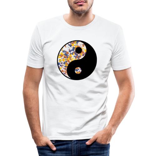 Yin Yang, Farbspritzer, Punkte, Farbe, Kleckse, - Männer Slim Fit T-Shirt