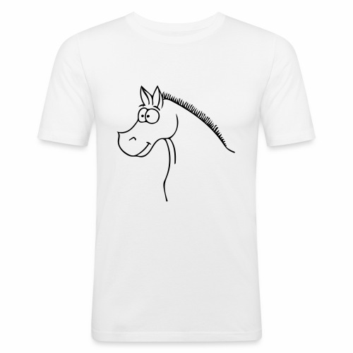 Cartoon Pferd / Pferdekopf - Männer Slim Fit T-Shirt