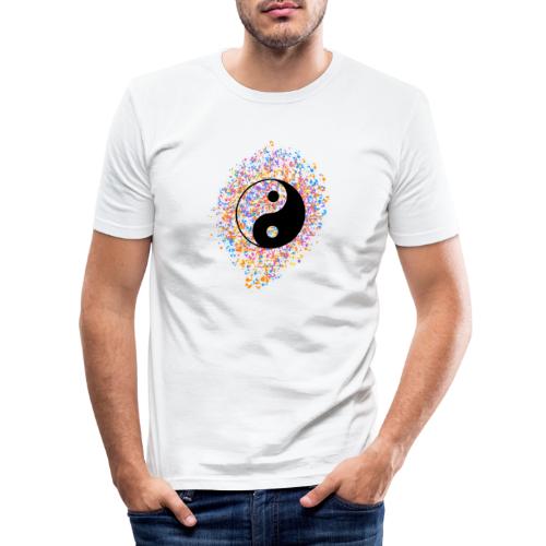 Yin Yang, Farbspritzer, Punkte, Farbe, bunt, - Männer Slim Fit T-Shirt