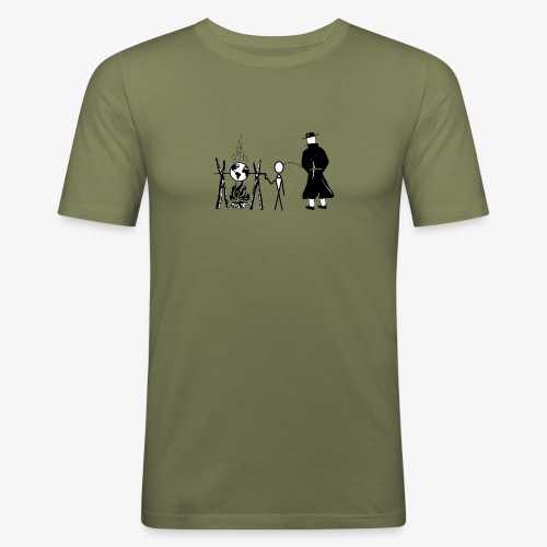 Pissing Man against human self-destruction - Männer Slim Fit T-Shirt