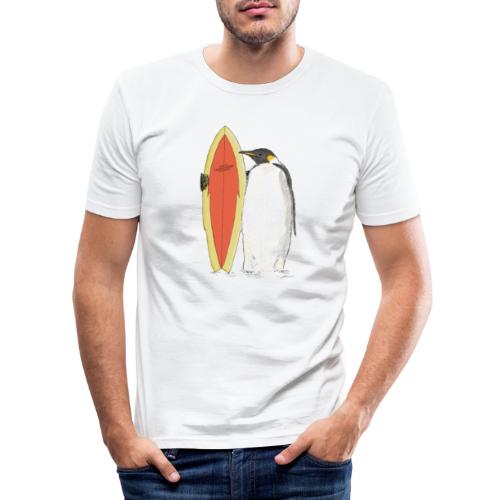 Pingwin z deską surfingową - Obcisła koszulka męska