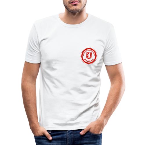 Logo in Rot Weiß - Männer Slim Fit T-Shirt