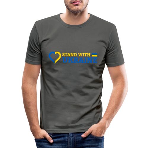Stand With Ukraine Support Solidarität Herz Flagge - Männer Slim Fit T-Shirt