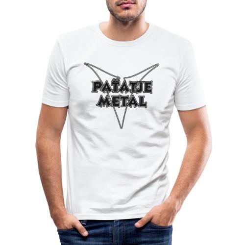 Patatje Metal dubbellijnrandlogo - Mannen slim fit T-shirt