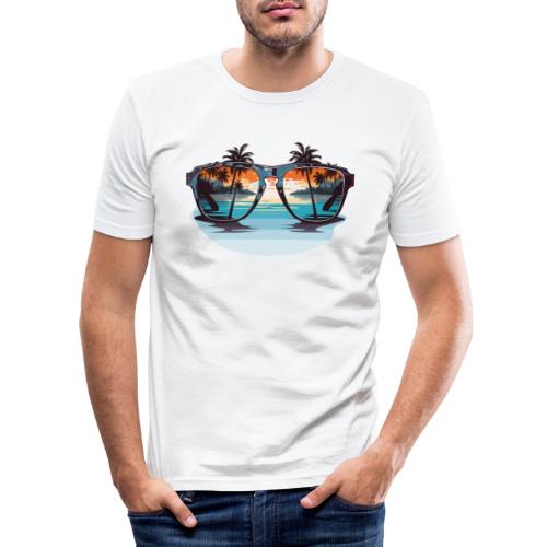 Sonnenbrille mit Palmen - Männer Slim Fit T-Shirt