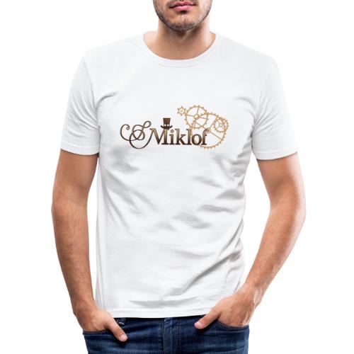 miklof logo gold wood gradient 3000px - Men's Slim Fit T-Shirt
