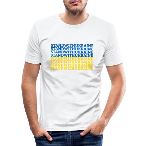 Stand with Ukraine Typografie Flagge Support - Männer Slim Fit T-Shirt