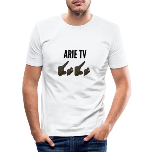 Arie TV- Logo zwart - Mannen slim fit T-shirt