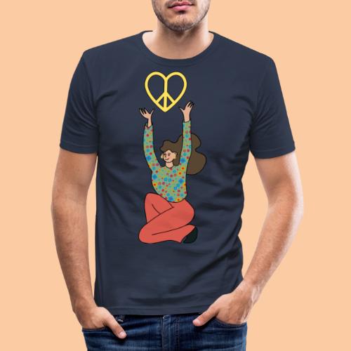 She holds the peace sign up - Men's Slim Fit T-Shirt