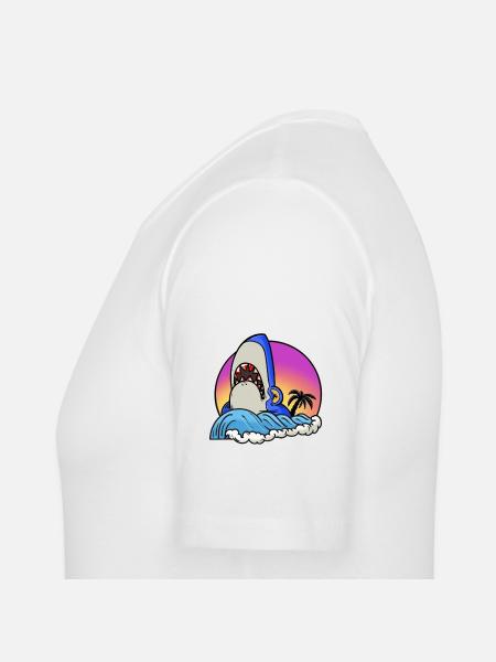 Shark surfer at sunset wave - Men's Slim Fit T-Shirt - white