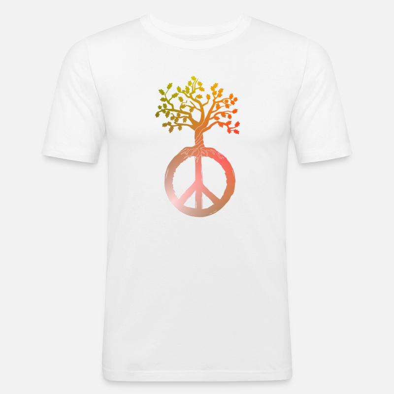 Peace Tree Peace - Men's Slim Fit T-Shirt - white