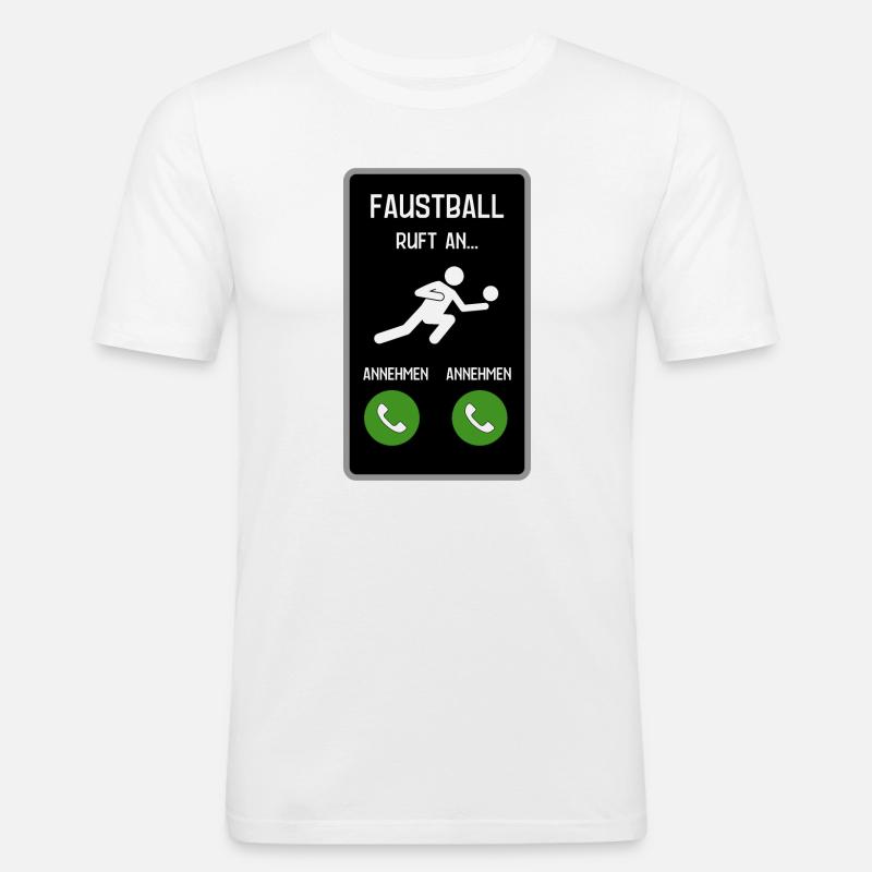 Faustball ruft an - Männer Slim Fit T-Shirt - Weiß