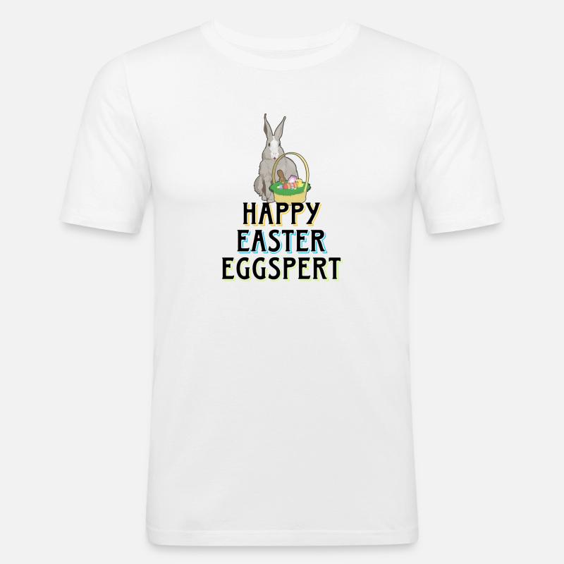 happy easter eggspert - Männer Slim Fit T-Shirt - Weiß